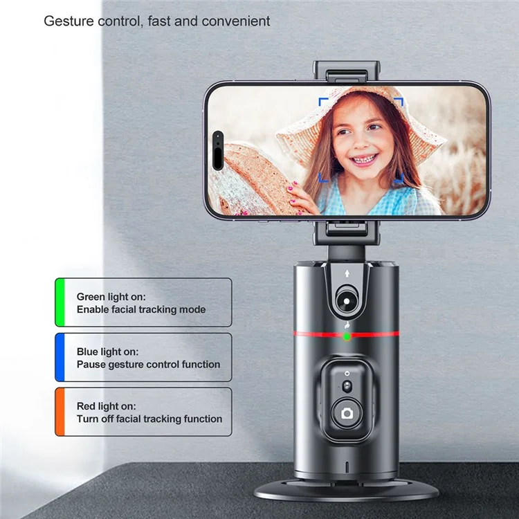 P02 Bureau Direct Streaming Gimbal Caméra Panoramique Suivre Trépied 360 degrés Reconnaissance Faciale IA Stabilisateur