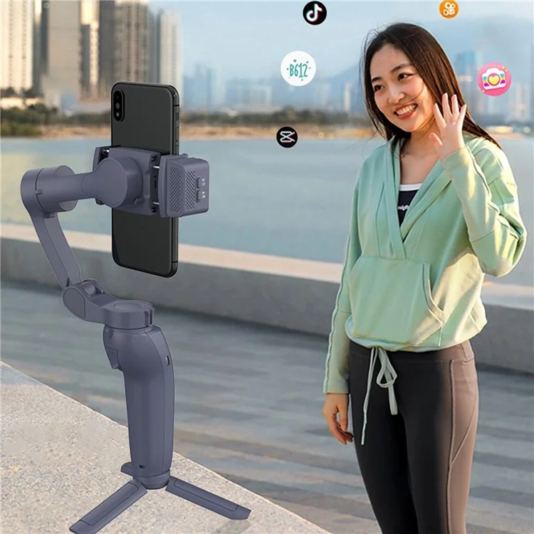 F12 Anti-shake Gimbal Phone Holder Live Streaming Stabilizer with AI Face Tracking Module + Fill Light