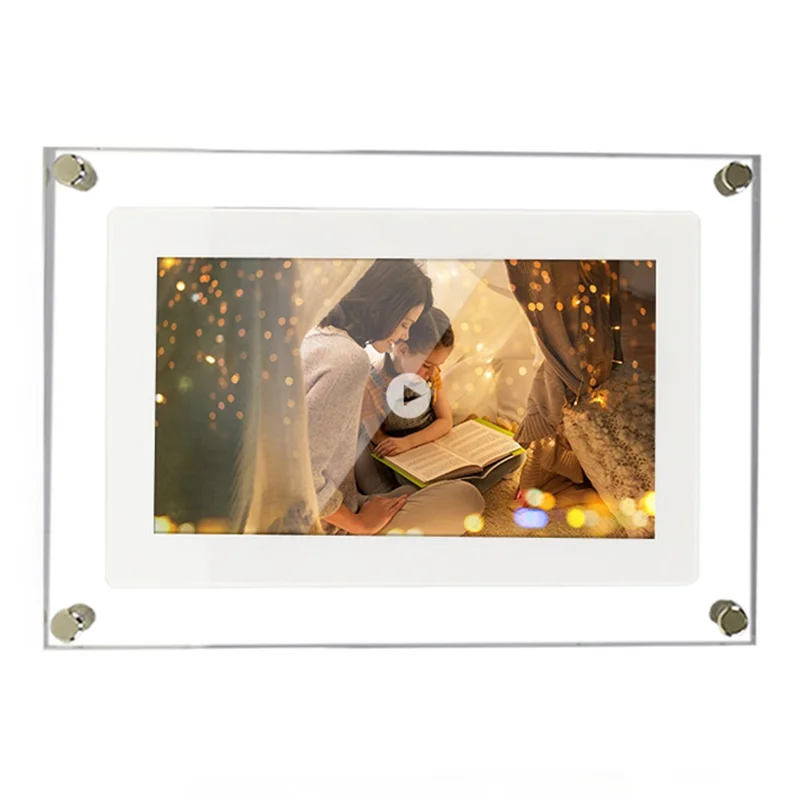 7-inch Digital Photo Frame Transparent Acrylic 600x1024 Video Picture Display Screen with 1G Memory - EU Plug