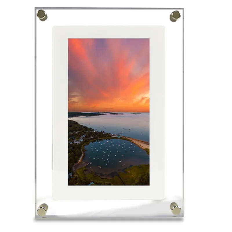 7" Digitalt Fototavle Transparent Akryl 600x1024 Videobillede Skærm med 1G Hukommelse - AU Stik