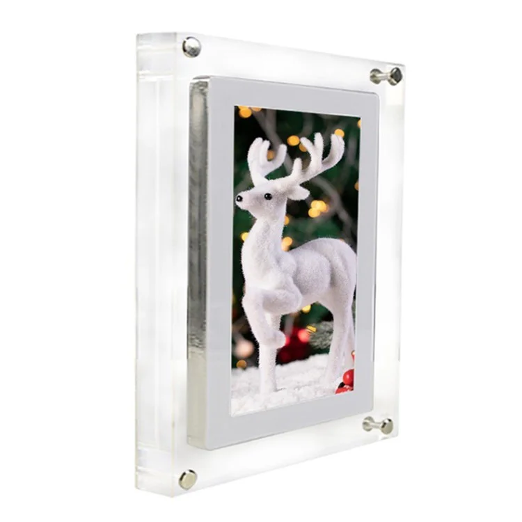 5-Zoll-LCD-Display Acryl-Videobilderrahmen horizontal/vertikal Digitaler Fotorahmen für Zuhause, Büro mit 1G internem Speicher / USB-C-Kabel - US-Stecker