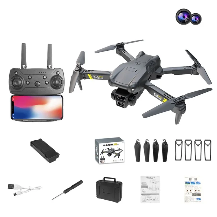 XKJ K13 Max Altitude Hold RC Drone HD Aerial Photography Foldable Quadcopter, Dual Lens / 1 Battery - Black

Квадрокоптер XKJ K13 с удержанием максимальной высоты, HD-аэрофотосъемкой, складной конструкцией, двойной линзой / 1 батарея - черный