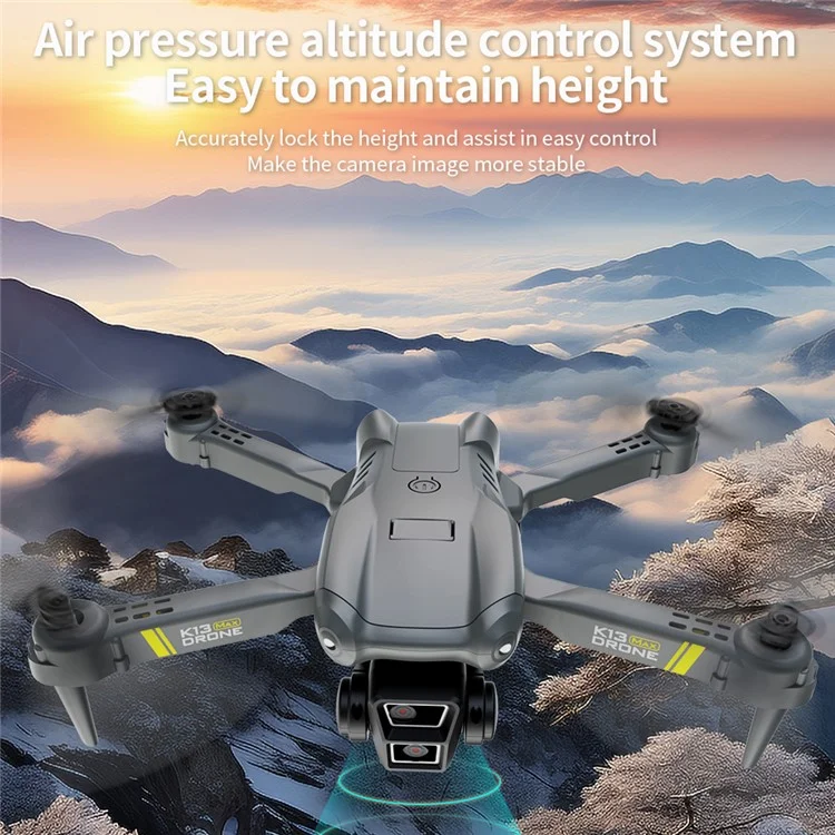 XKJ K13 Max Foldable Quadcopter Toy Altitude Hold Trajectory Flight RC Drone, No Camera / 2 Batteries - Black