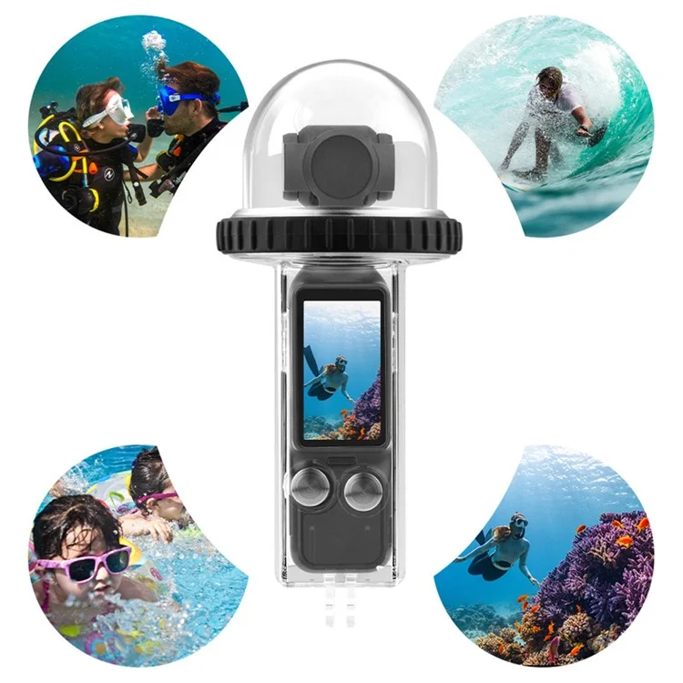 BRDRC Waterproof Case for DJI Osmo Pocket 3 40m Underwater Diving Action Camera Protector - Transparent Black