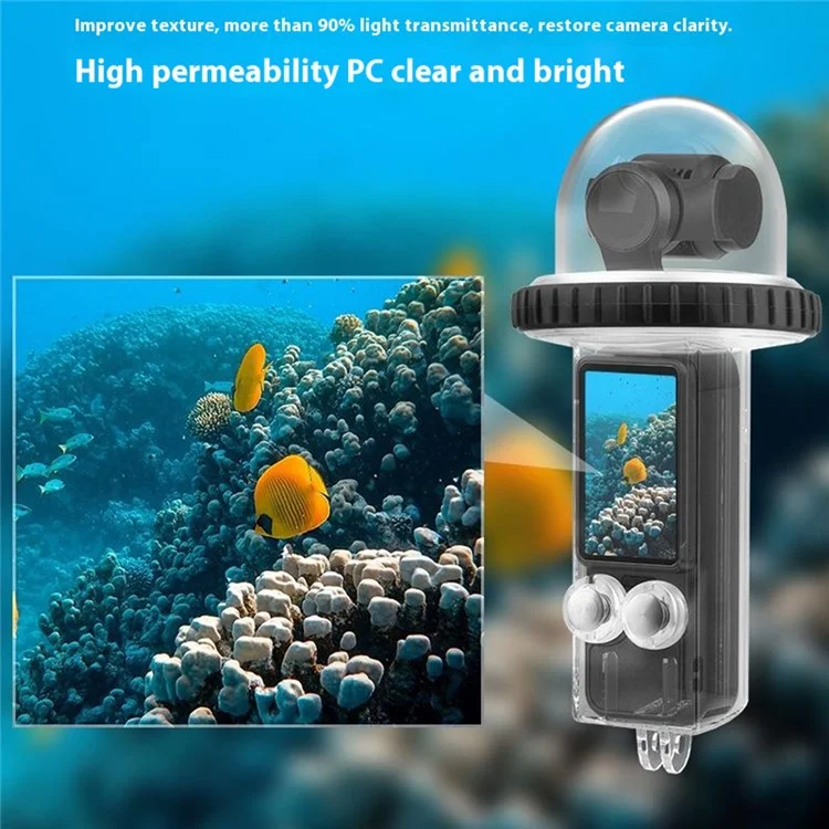 BRDRC Waterproof Case for DJI Osmo Pocket 3 40m Underwater Diving Action Camera Protector - Transparent Black