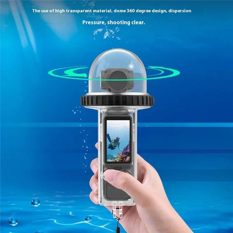 BRDRC Waterproof Case for DJI Osmo Pocket 3 40m Underwater Diving Action Camera Protector - Transparent Black