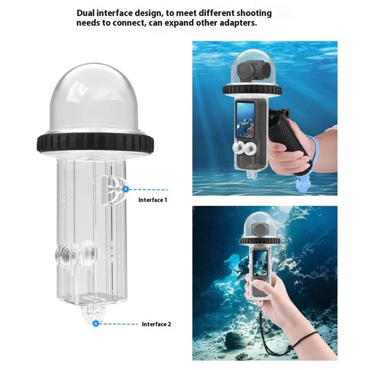 BRDRC Waterproof Case for DJI Osmo Pocket 3 40m Underwater Diving Action Camera Protector - Transparent Black