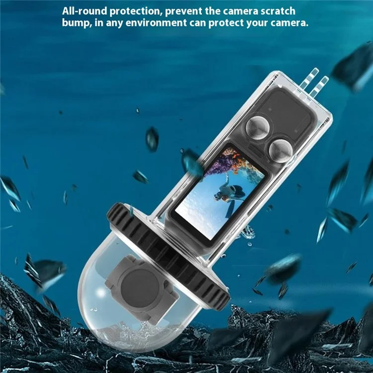 BRDRC Waterproof Case for DJI Osmo Pocket 3 40m Underwater Diving Action Camera Protector - Transparent Black