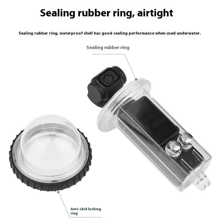 BRDRC Waterproof Case for DJI Osmo Pocket 3 40m Underwater Diving Action Camera Protector - Transparent Black