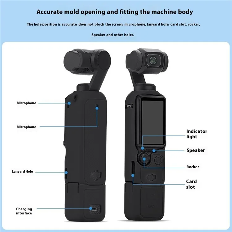 BRDRC Für DJI Osmo Pocket 3 Silikon-Schutzhülle-Set mit Linsenschutz und Bildschirmschutz - Grau