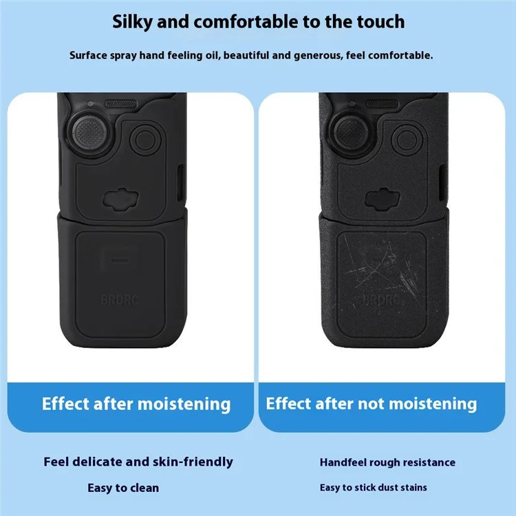 BRDRC Für DJI Osmo Pocket 3 Silikon-Schutzhülle-Set mit Linsenschutz und Bildschirmschutz - Grau