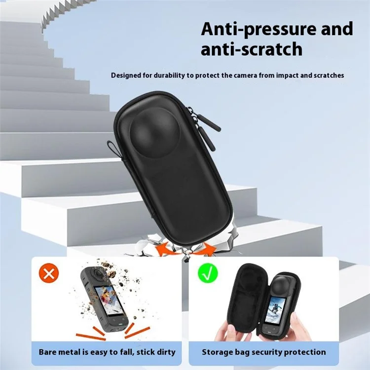 Estuche de almacenamiento a prueba de caídas para la cámara de acción Insta360 X4, bolsa protectora portátil, compatible con tapa de lente - Material de nailon.