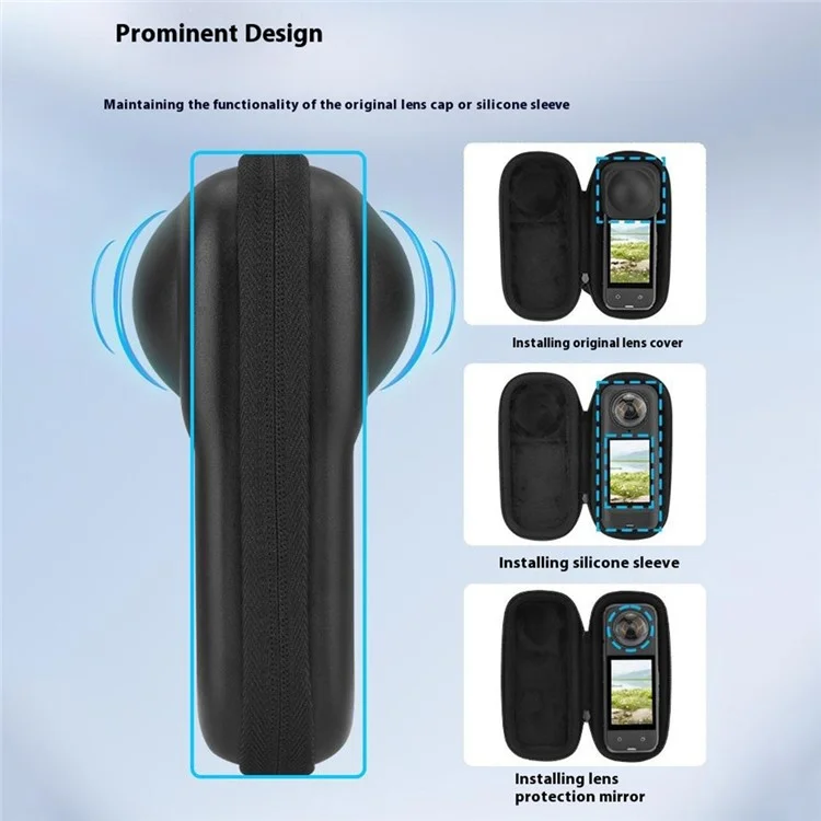 Estuche de almacenamiento a prueba de caídas para la cámara de acción Insta360 X4, bolsa protectora portátil, compatible con tapa de lente - Material de nailon.