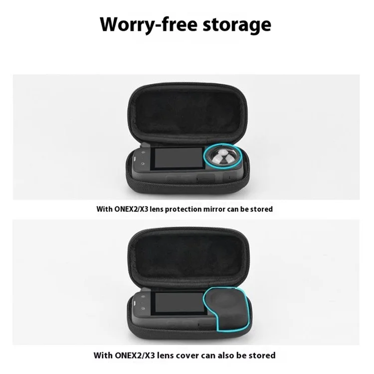 BRDRC For Insta360 X3 / One X2 / One X Action Camera Storage Case PU Protective Bag - Black