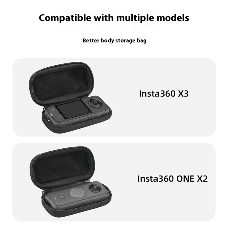 BRDRC For Insta360 X3 / One X2 / One X Action Camera Storage Case PU Protective Bag - Black
