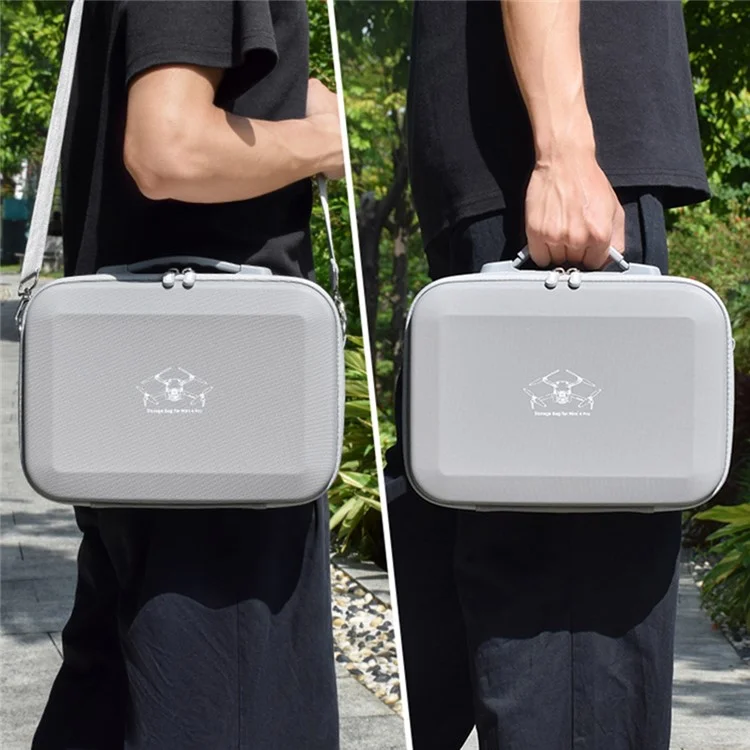 BRDRC For DJI Mini 4 Pro PU Leather Storage Bag Drone Accessories Carrying Case with Shoulder Strap