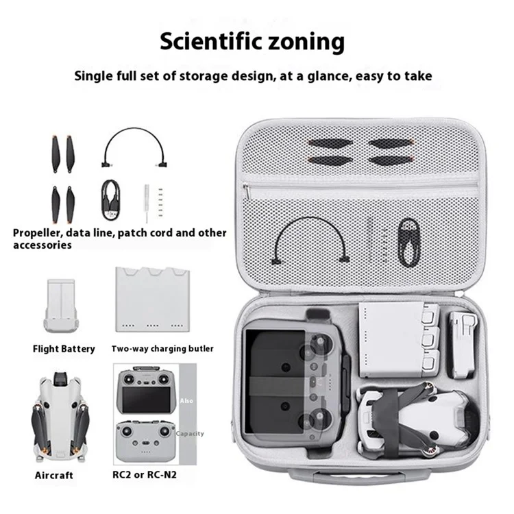 BRDRC For DJI Mini 4 Pro PU Leather Storage Bag Drone Accessories Carrying Case with Shoulder Strap