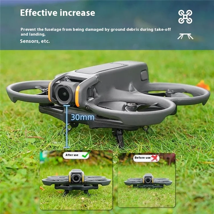BRDRC para DJI Avata 2 Drone ABS Tren de aterrizaje plegable antivuelco Elevador de aterrizaje - Naranja