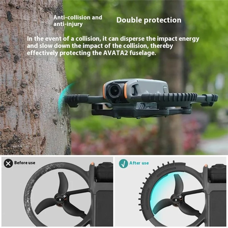 BRDRC 4Pcs / Set for DJI Avata 2 Anti-Collision Drone Propeller Guard TPU Protection Rings - Black