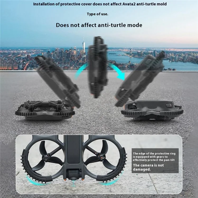 BRDRC 4Pcs / Set for DJI Avata 2 Anti-Collision Drone Propeller Guard TPU Protection Rings - Black