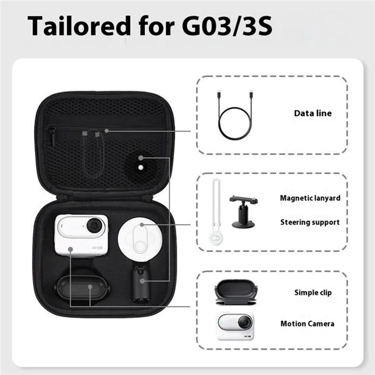 FLYMILE Para Insta360 GO 3S / GO 3 Estuche de almacenamiento y bolsa de transporte para cámara y accesorios - Material de PU