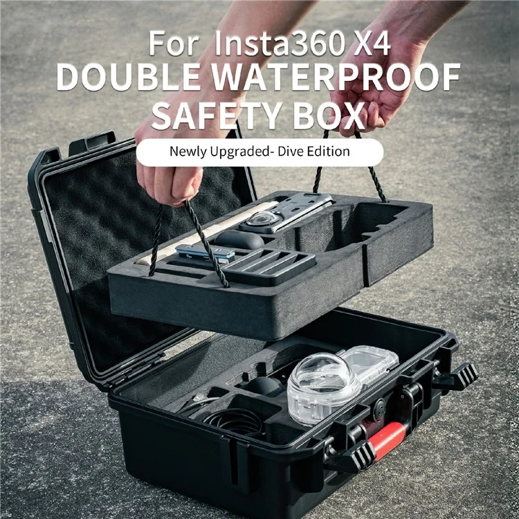 STARTRC 1142938 für Insta360 X4 Doppelschicht-Kamera-Tragetasche Wasserdichte Aufbewahrungsbox mit Schultergurt