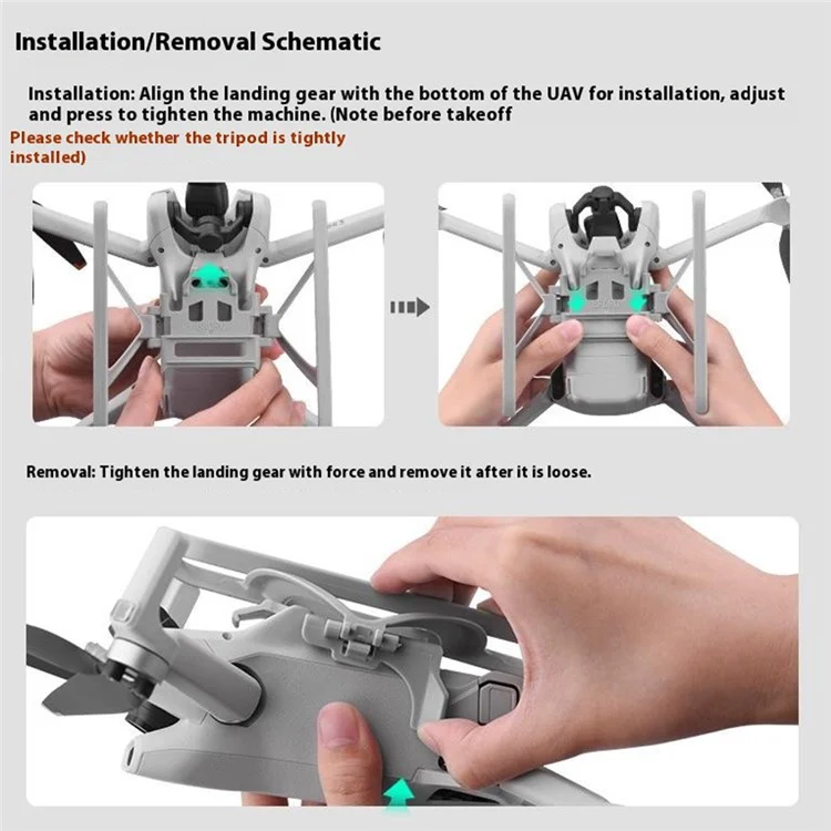 BRDRC For DJI Mini 3 / Mini 3 Pro Landing Gear Foldable Leg ABS Drone Accessories