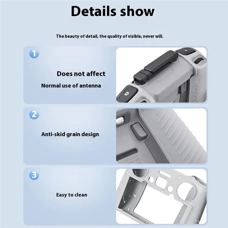 BRDRC For DJI RC 2 Remote Controller Silicone Case Cover Scratch-Resistant Sleeve - Grey