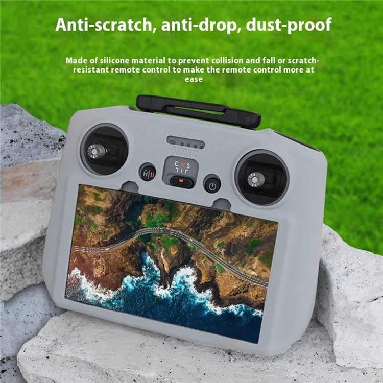 BRDRC For DJI RC 2 Remote Controller Silicone Case Cover Scratch-Resistant Sleeve - Grey