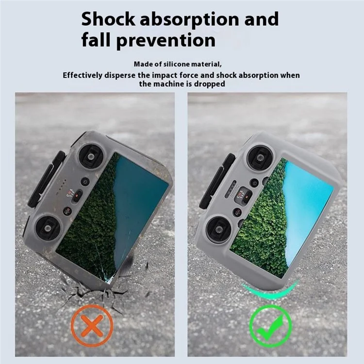 BRDRC For DJI RC 2 Remote Controller Silicone Case Cover Scratch-Resistant Sleeve - Grey