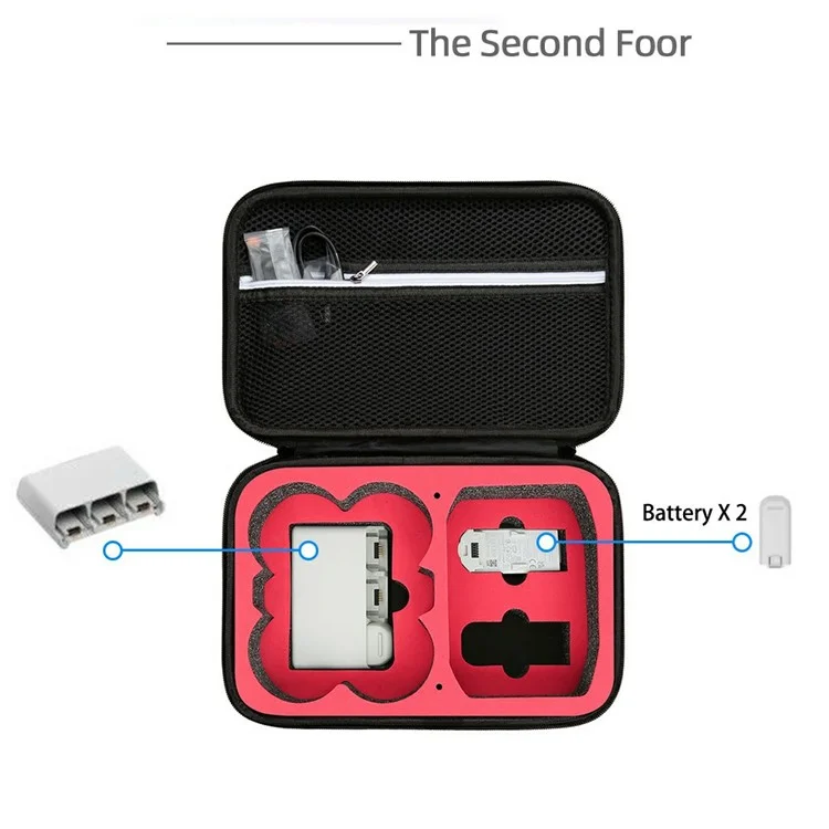 Portable EVA Storage Bag for DJI Neo RC Drone Shockproof Carrying Case - Black / Red