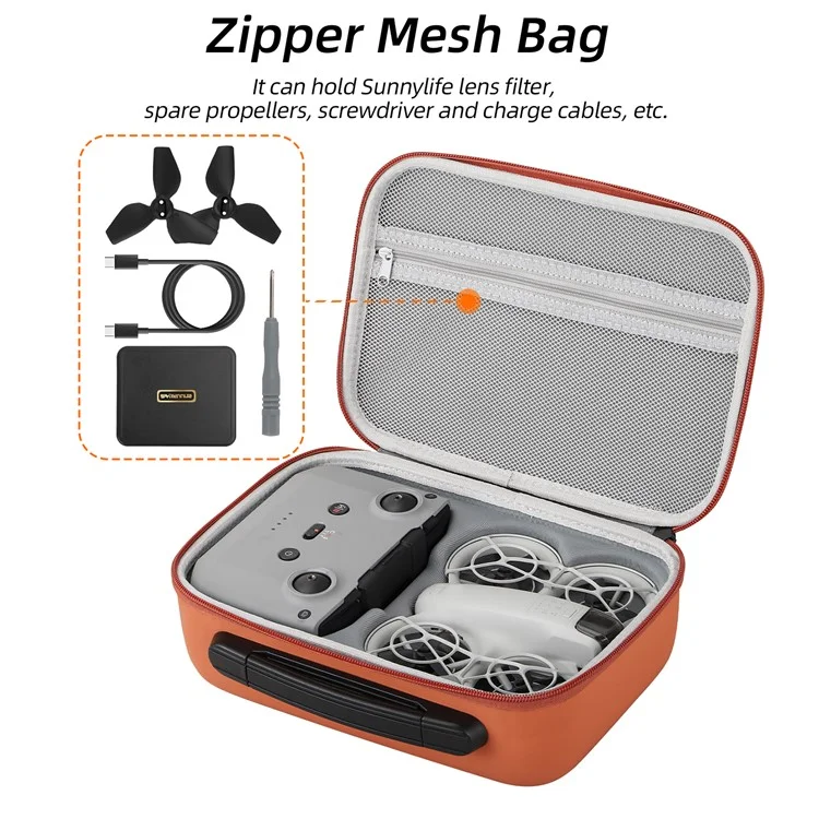 SUNNYLIFE NE-B864 Carrying Case for DJI Neo Mini Drone Accessories Portable Storage Bag - Orange