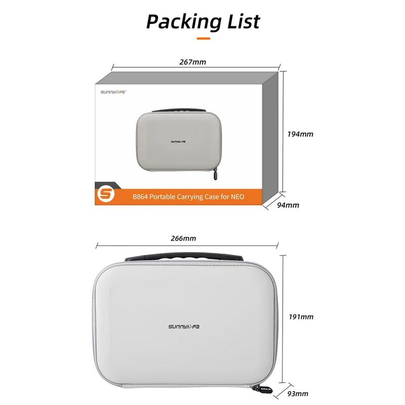SUNNYLIFE NE-B864 Carrying Case for DJI Neo Mini Drone Accessories Portable Storage Bag - Grey