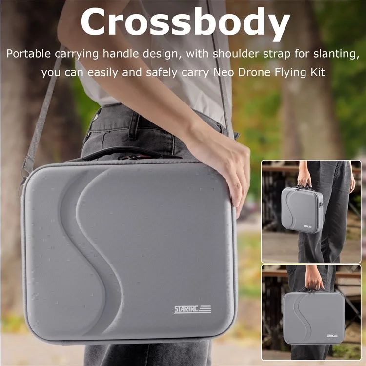 STARTRC 1150193 Portable PU Carrying Case for DJI Neo Drone with Shoulder Strap, 3-Battery Version