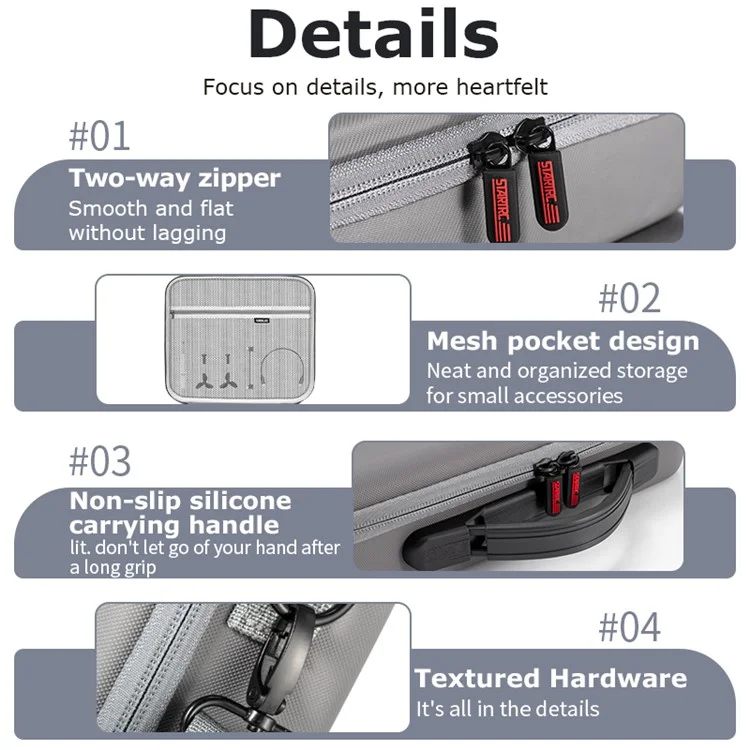 STARTRC 1150193 Portable PU Carrying Case for DJI Neo Drone with Shoulder Strap, 3-Battery Version