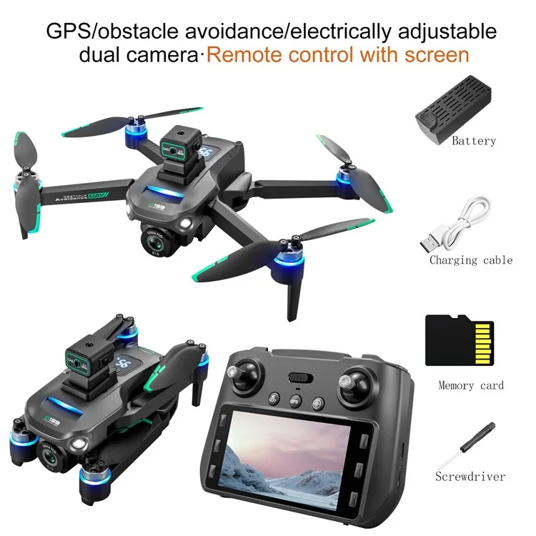 S159 HD Aerial Photography RC Drone GPS -positionierungshindernisvermeidung Quadcopter, 1 Batterie - Schwarz