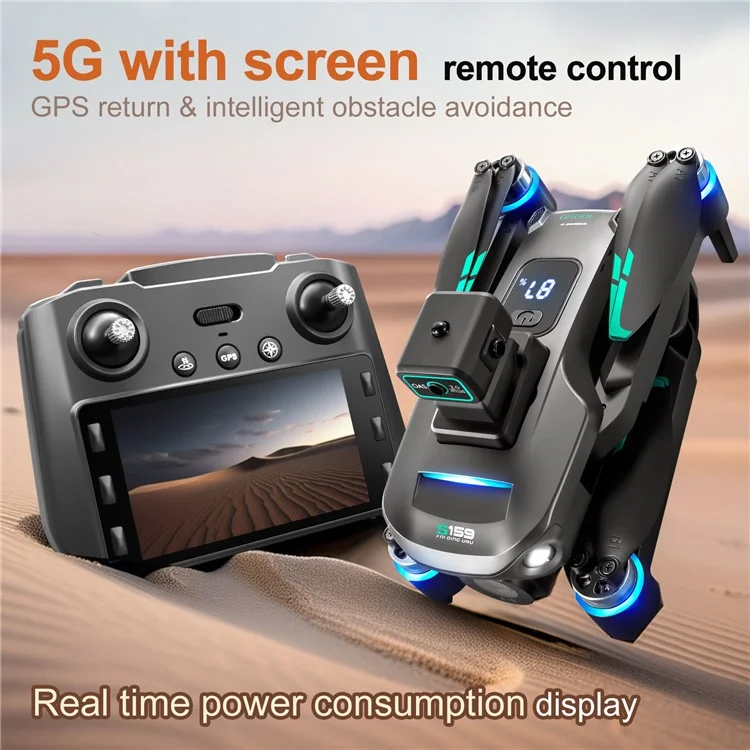 S159 HD Aerial Photography RC Drone GPS -positionierungshindernisvermeidung Quadcopter, 1 Batterie - Schwarz