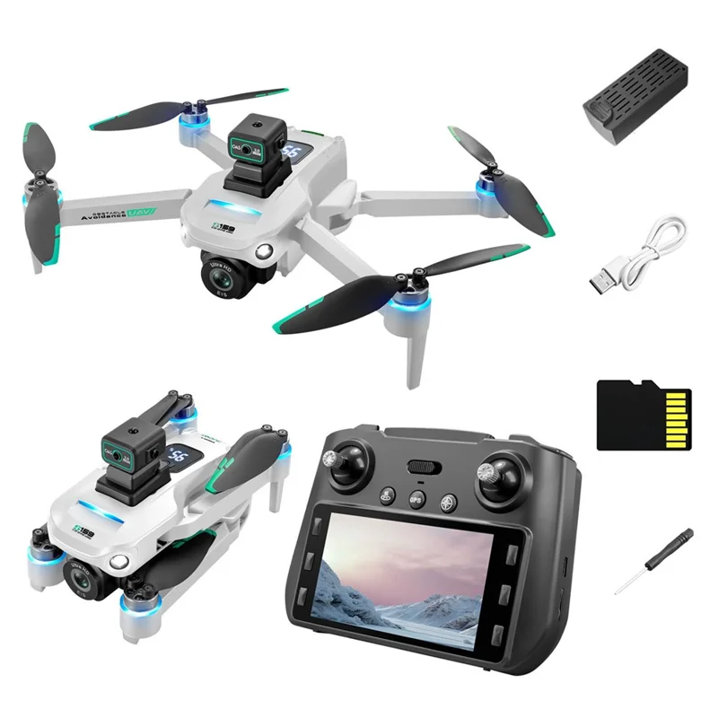 S159 HD Aerial Photography RC Drone GPS Positioning Obstacle Avoidance Quadcopter, 1 Battery - White