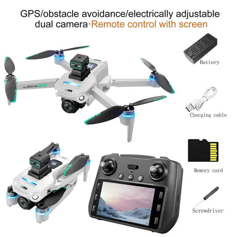 S159 HD Aerial Photography RC Drone GPS Positioning Obstacle Avoidance Quadcopter, 1 Battery - White