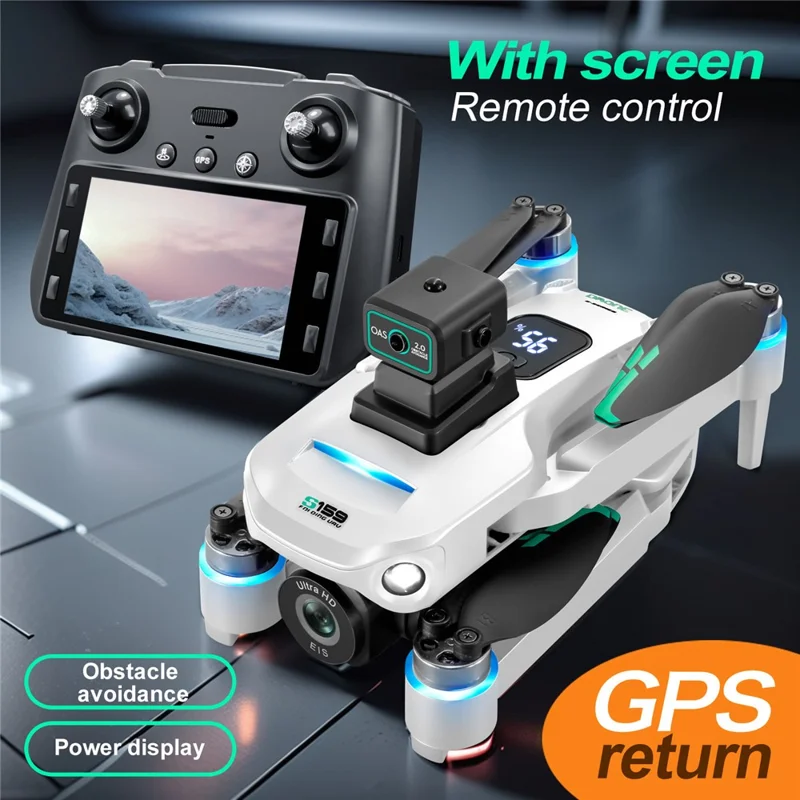 S159 HD Aerial Photography RC Drone GPS Positioning Obstacle Avoidance Quadcopter, 1 Battery - White
