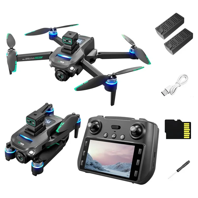 S159 HD Aerial Photography RC Drone GPS -positionierungshindernisvermeidung Quadcopter, 2 Batterien - Schwarz