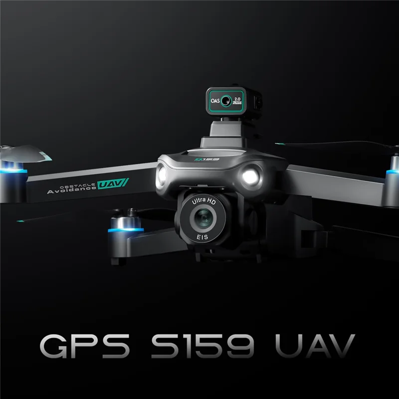 S159 HD Aerial Photography RC Drone GPS -positionierungshindernisvermeidung Quadcopter, 2 Batterien - Schwarz