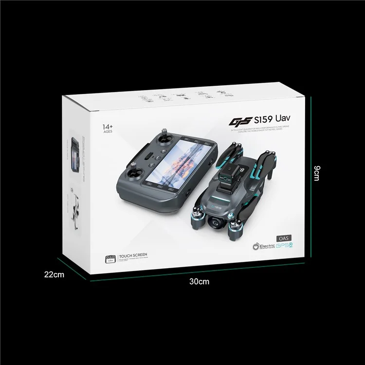 S159 HD Aerial Photography RC Drone GPS -positionierungshindernisvermeidung Quadcopter, 2 Batterien - Schwarz