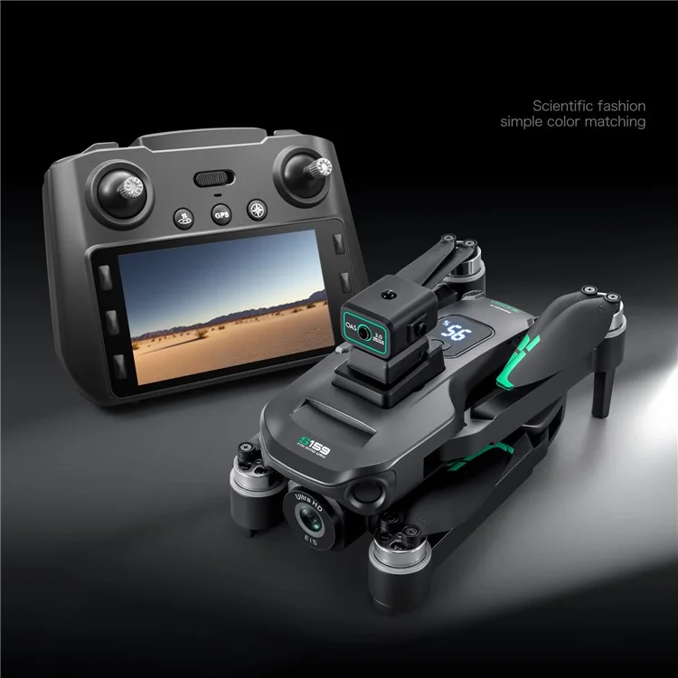 S159 HD Aerial Photography RC Drone GPS -positionierungshindernisvermeidung Quadcopter, 2 Batterien - Schwarz