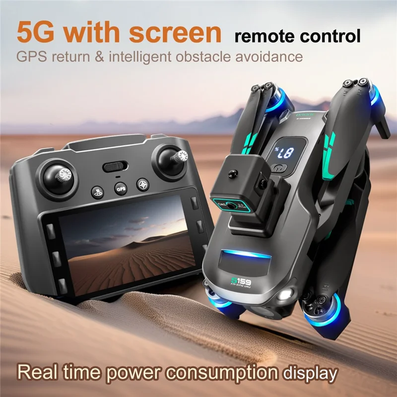 S159 HD Aerial Photography RC Drone GPS -positionierungshindernisvermeidung Quadcopter, 2 Batterien - Schwarz