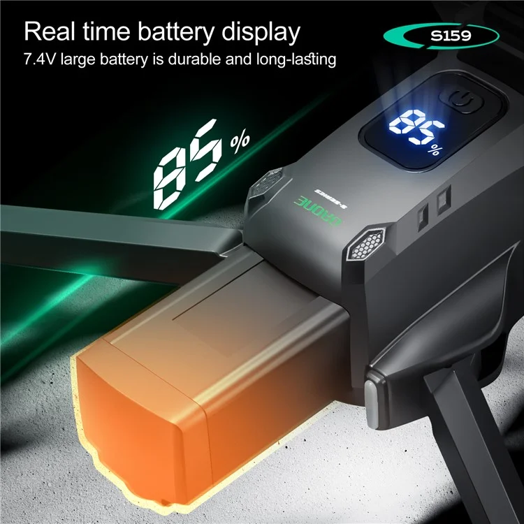 S159 HD Aerial Photography RC Drone GPS -positionierungshindernisvermeidung Quadcopter, 2 Batterien - Schwarz