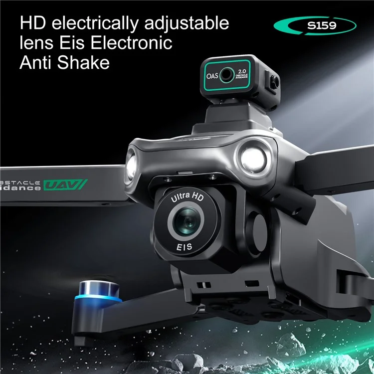 S159 HD Aerial Photography RC Drone GPS -positionierungshindernisvermeidung Quadcopter, 2 Batterien - Schwarz