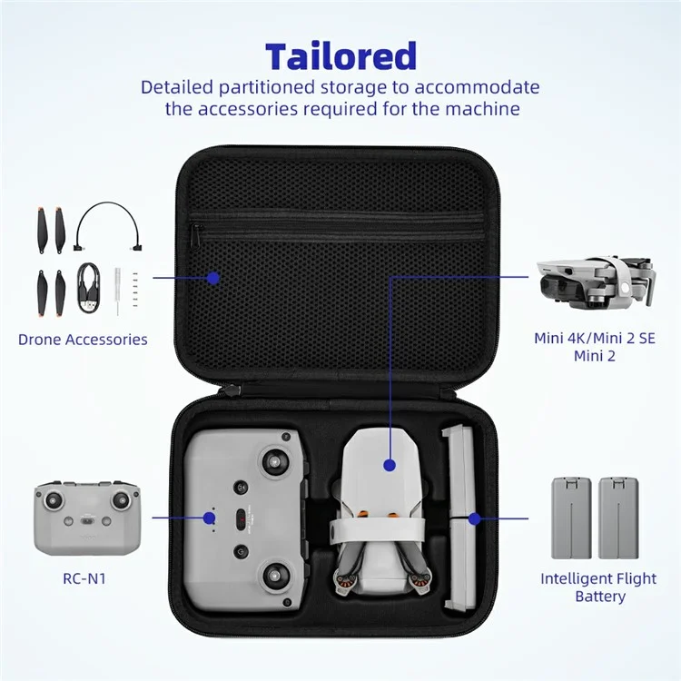 Brdrc Pour Dji Dji Mini 4k / Mini 2 se / Mini 2 Sac de Rangement de Choc de Protection Avec Amortisseur Avec Bandoulière
