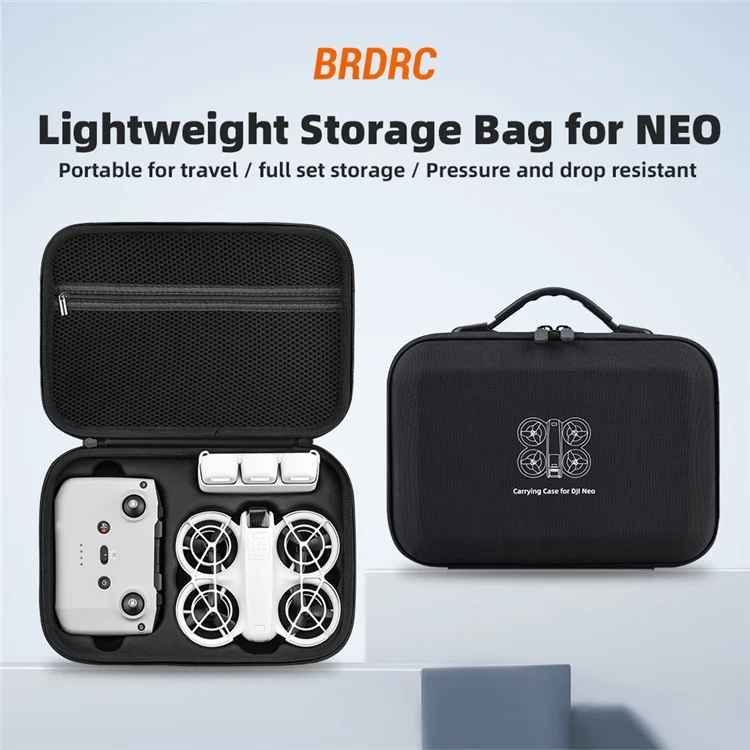 BRDRC Для DJI Neo Drone Case Case pu Кожаная Компактная Сумка Для Хранения с Должности - Черный