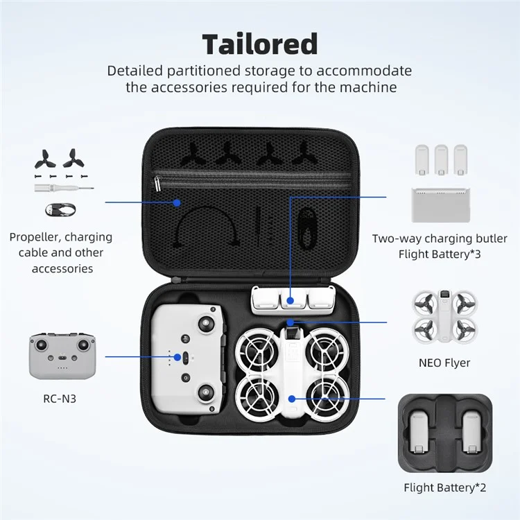 BRDRC Для DJI Neo Drone Case Case pu Кожаная Компактная Сумка Для Хранения с Должности - Черный
